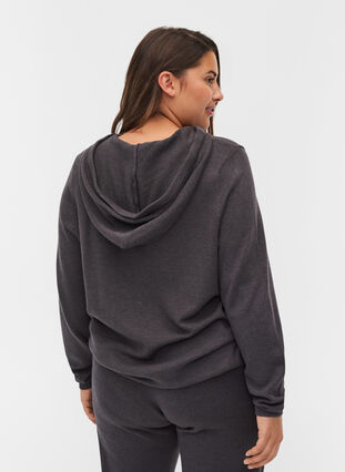 Mottled knitted sweater with hood, Dark Grey Melange, Model image number 1