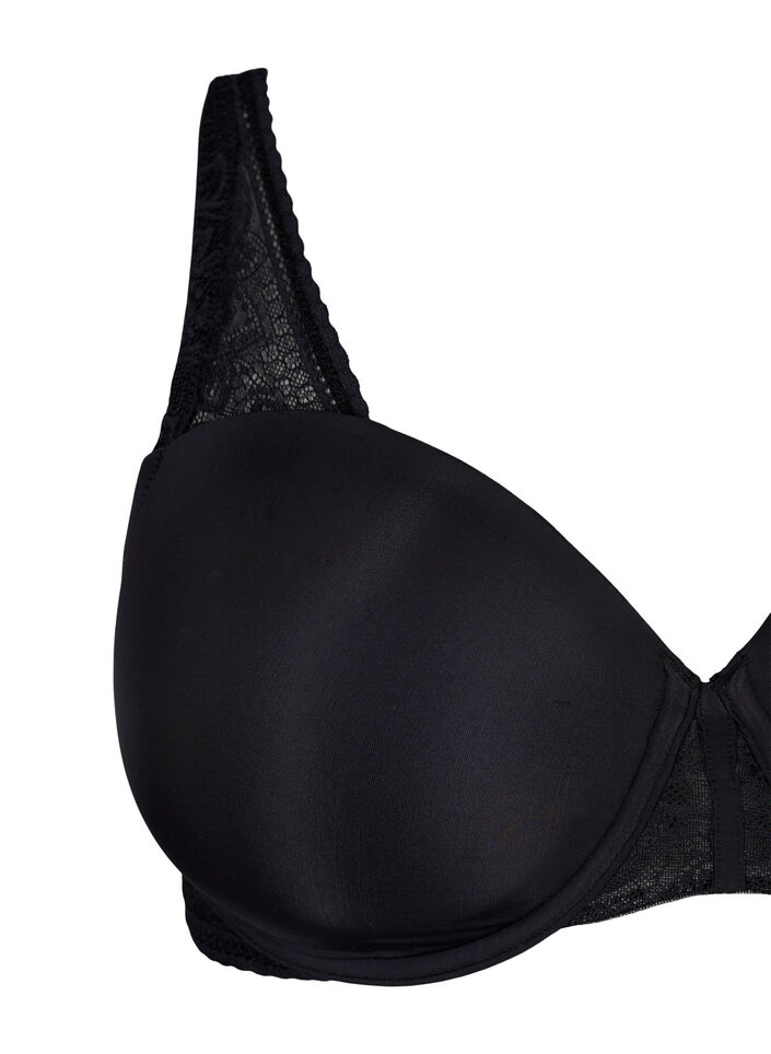 Moulded bra with lace, Black, Packshot image number 2