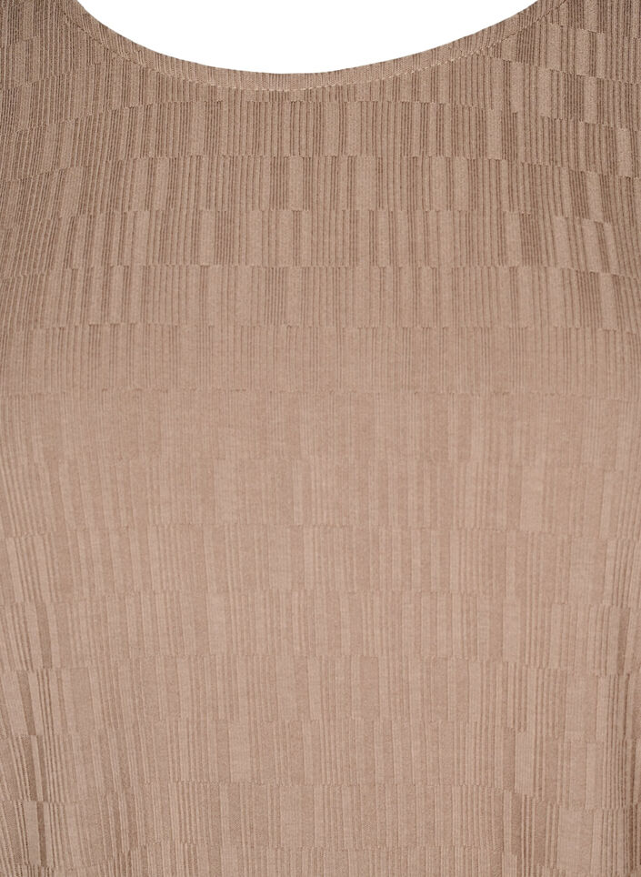 Blouse with texture and 3/4 sleeves, Brown, Packshot image number 2