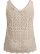 Sleeveless knitted top with v-neck, Beige, Packshot image number 1