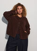 Teddy jacket with a round neck and buttons, Brown, Model image number 0