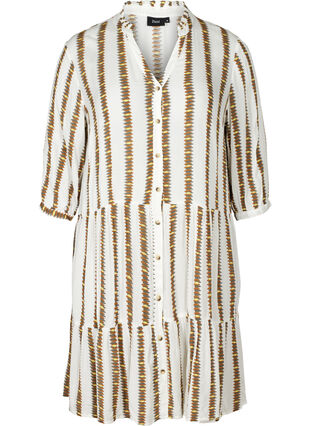 Striped viscose dress with button fastening, White Comb, Packshot image number 0