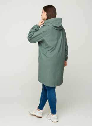 Hooded raincoat with taped seams, Balsam Green, Model image number 1