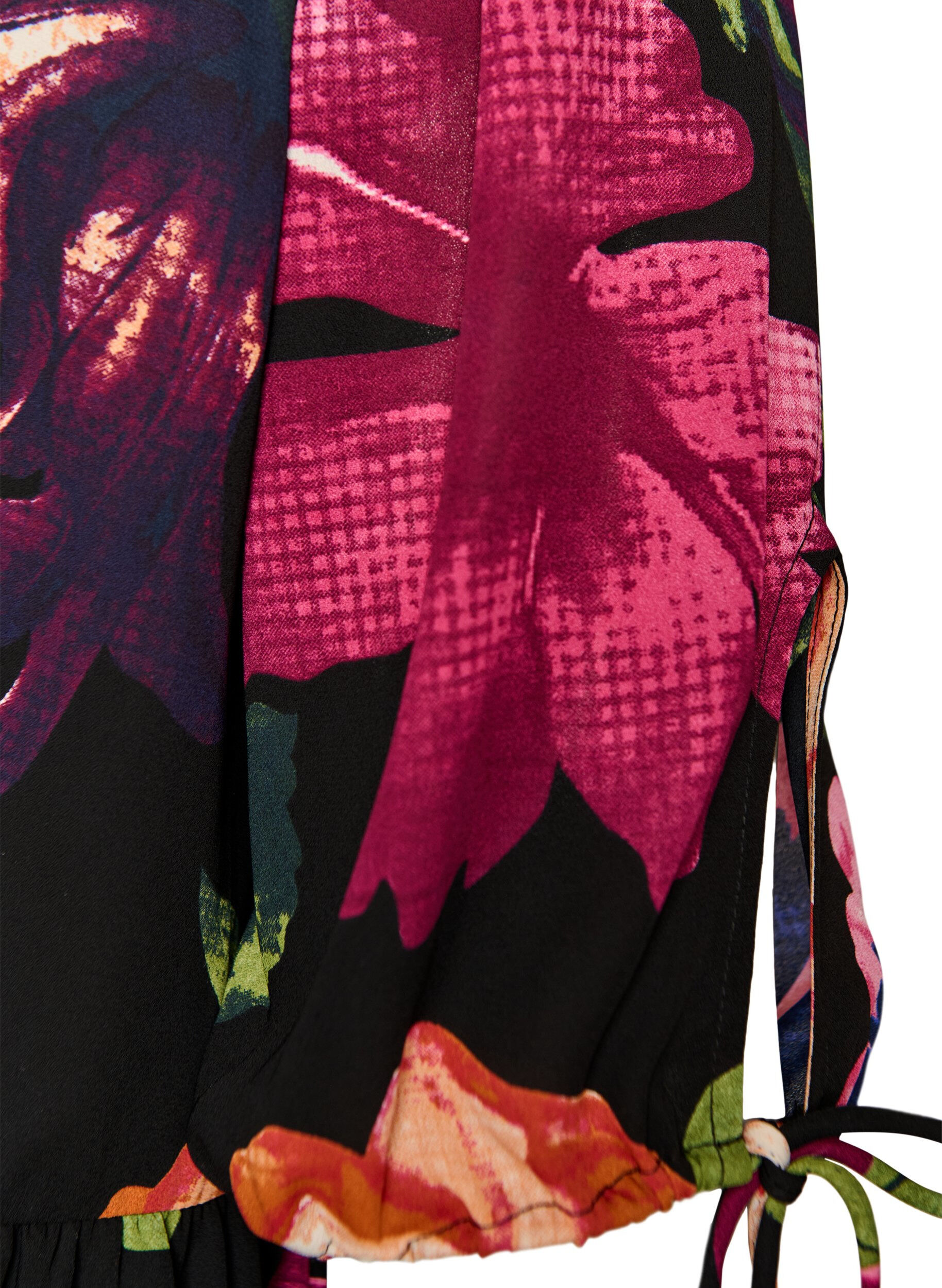 Zizzifashion Blouse with floral print and peplum, Black, Packshot image number 3