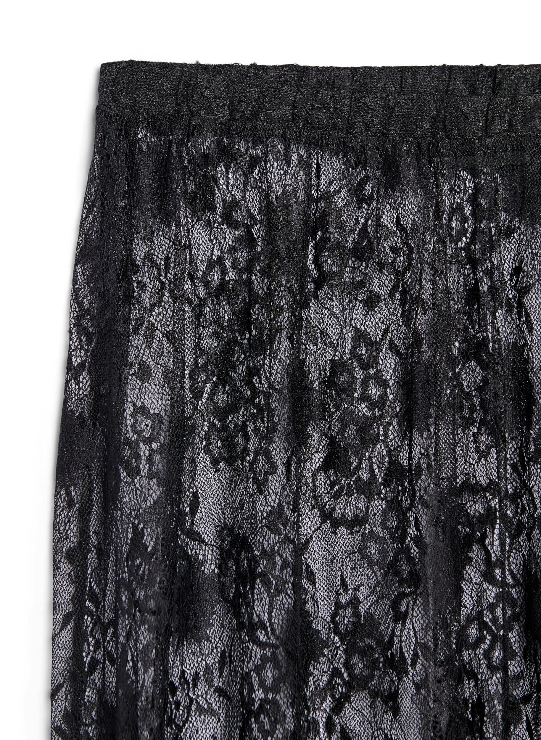 Zizzifashion Long skirt in sheer lace, Black, Packshot image number 3