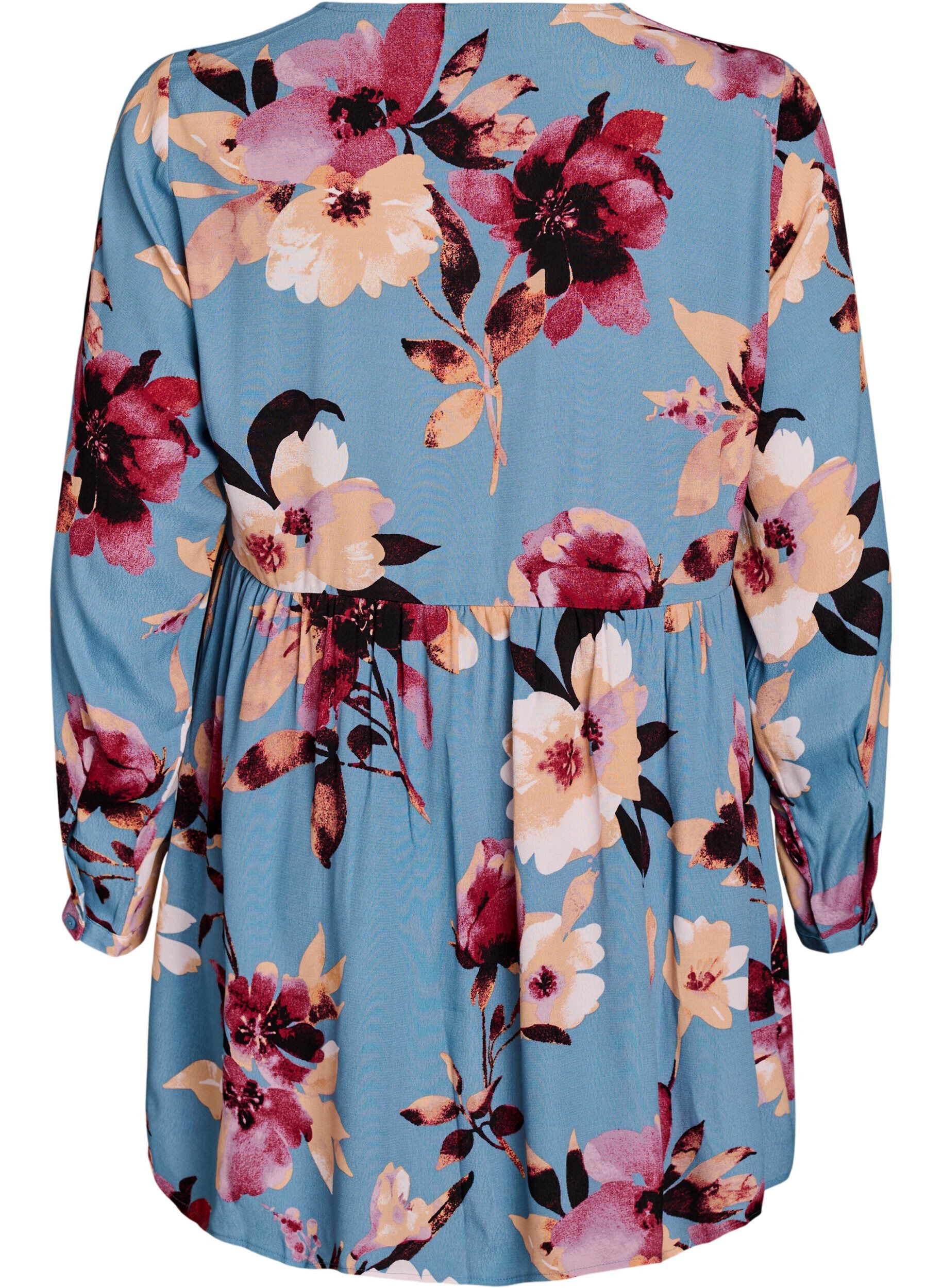 Zizzifashion Long-sleeved tunic with a seam, Light Blue, Packshot image number 1