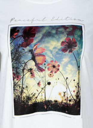 Short-sleeved cotton t-shirt with print, Bright White, Packshot image number 2