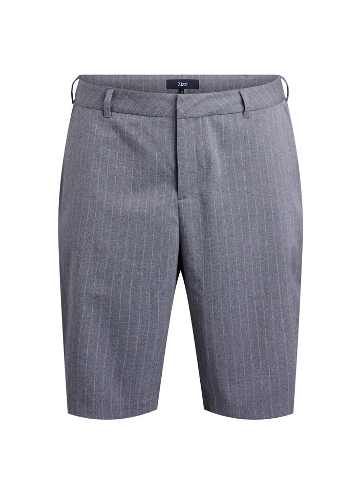 Pinstriped Bermuda shorts with a loose fit, Dark Grey, Packshot image number 0