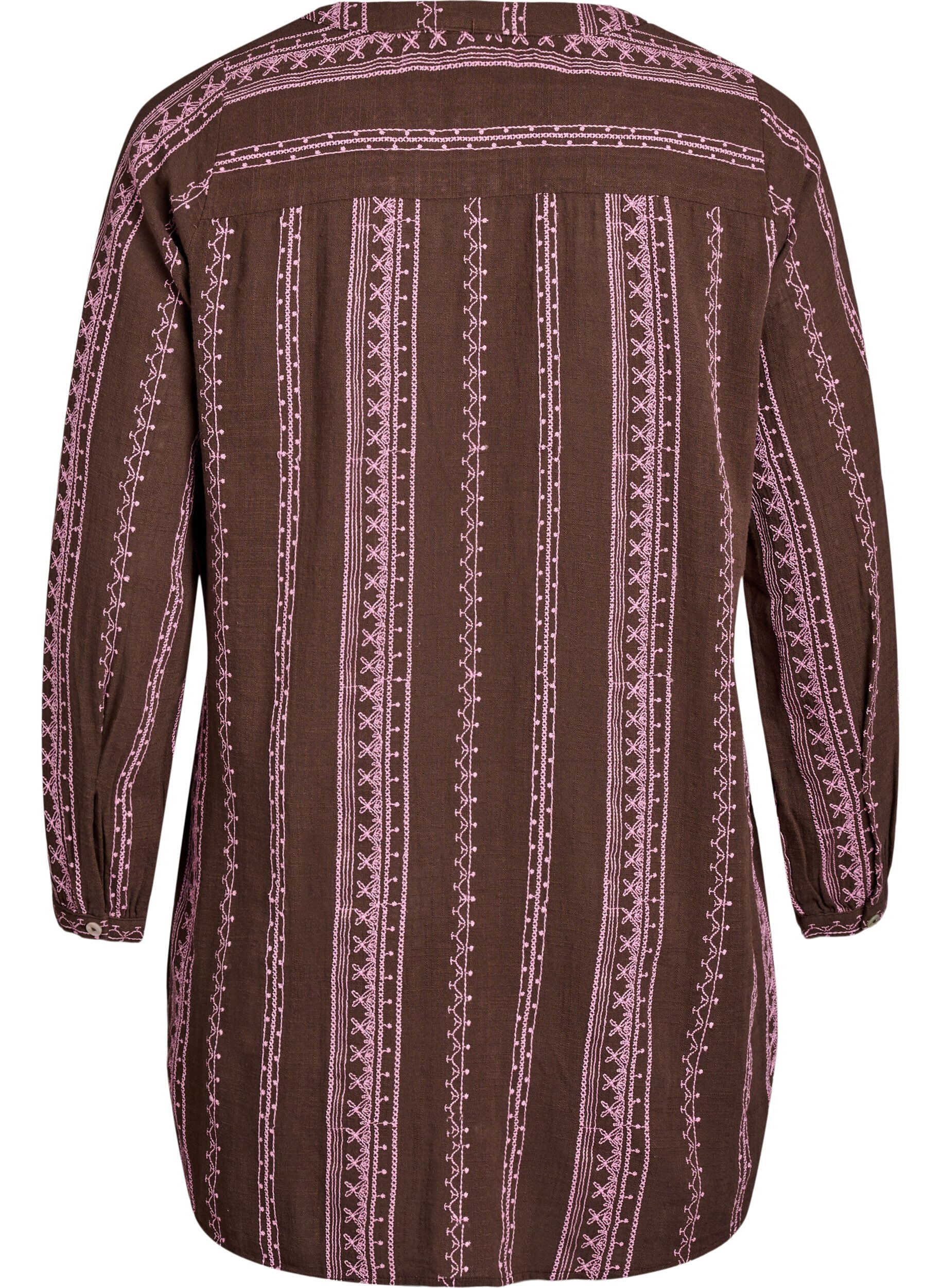 Zizzifashion Tunic with embroidered pattern, Brown, Packshot image number 1