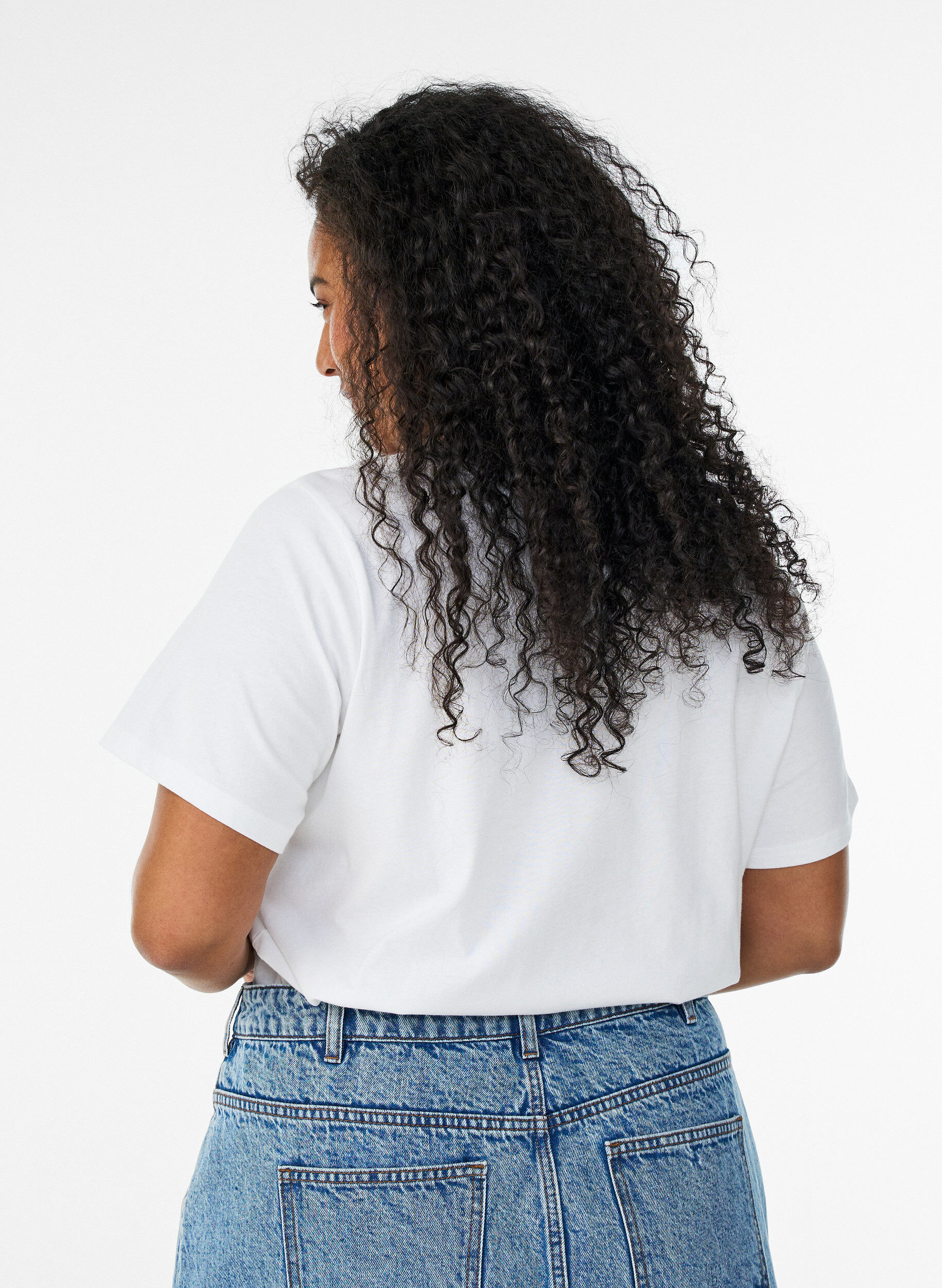Zizzifashion Organic cotton T-shirt with beach print, White, Model image number 2
