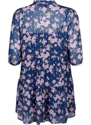 Tunic with floral print and lurex, Blue Small Fl. AOP, Packshot image number 1