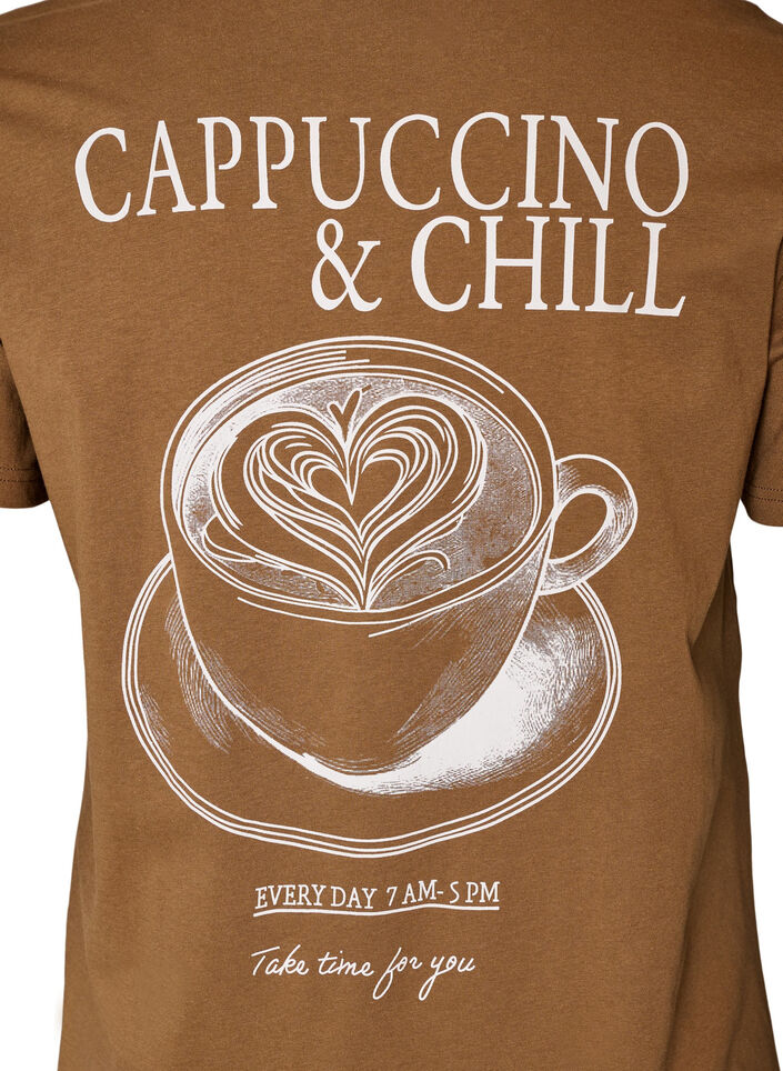 Cotton T-shirt with print, Brown, Packshot image number 3