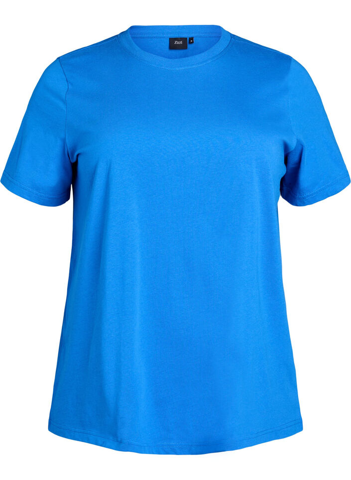 Basic cotton T-shirt with round neck, Blue, Packshot image number 0
