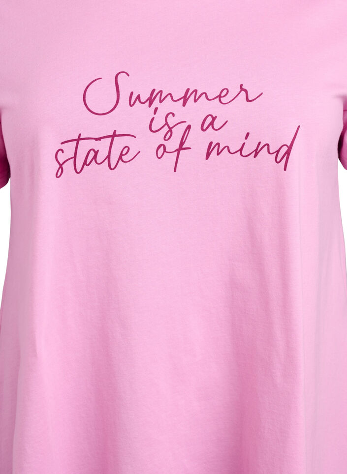 T-shirt with a round neck and A-line shape, Pink, Packshot image number 2