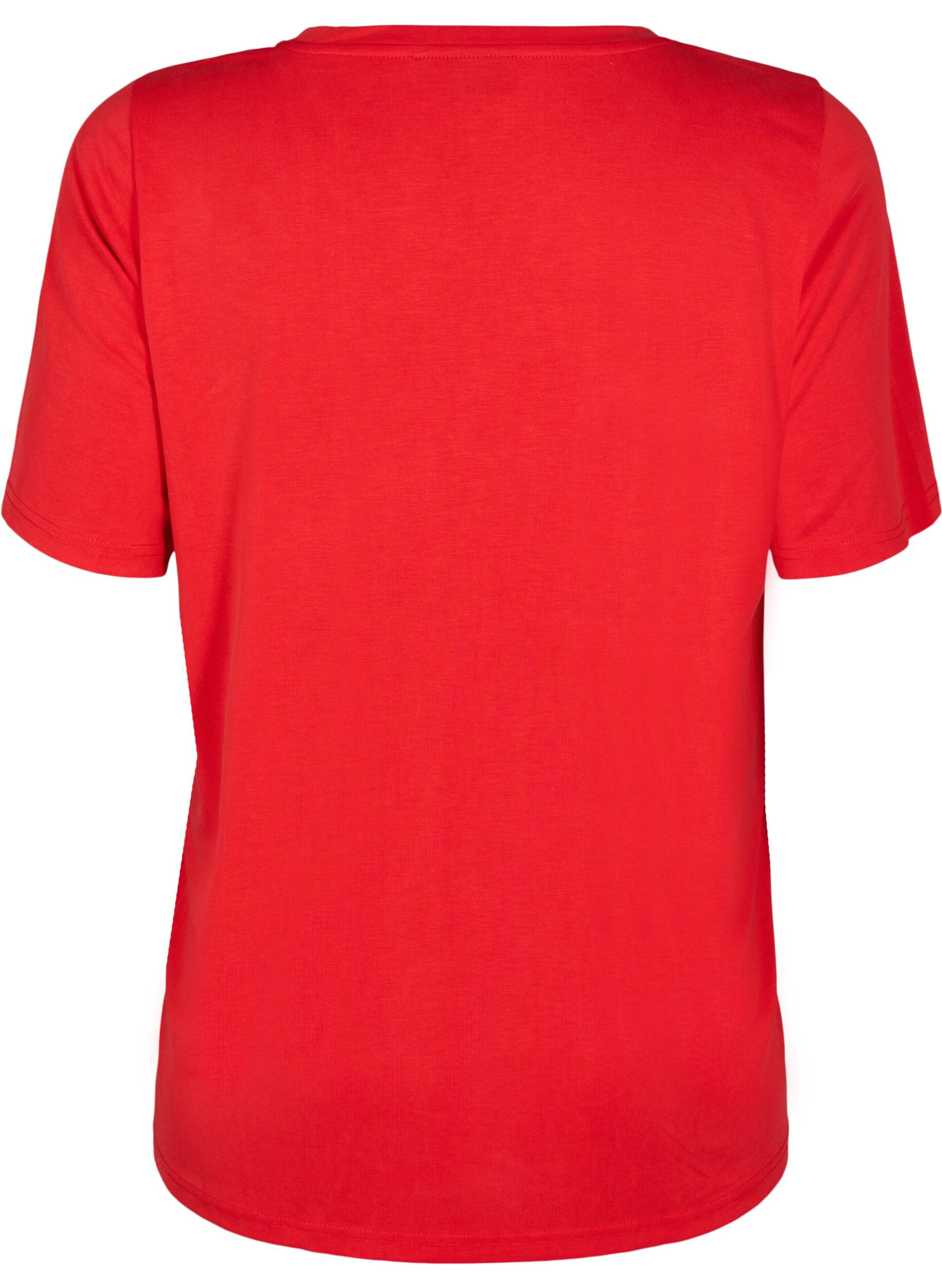 Zizzifashion T-shirt in TENCEL&trade; Modal with round neck, Red, Packshot image number 1
