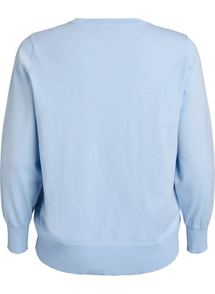 FLASH - Fine-knit cardigan with round neck, Light Blue, Packshot image number 1