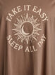 Long night T-shirt in organic cotton with print, Beige, Packshot image number 2