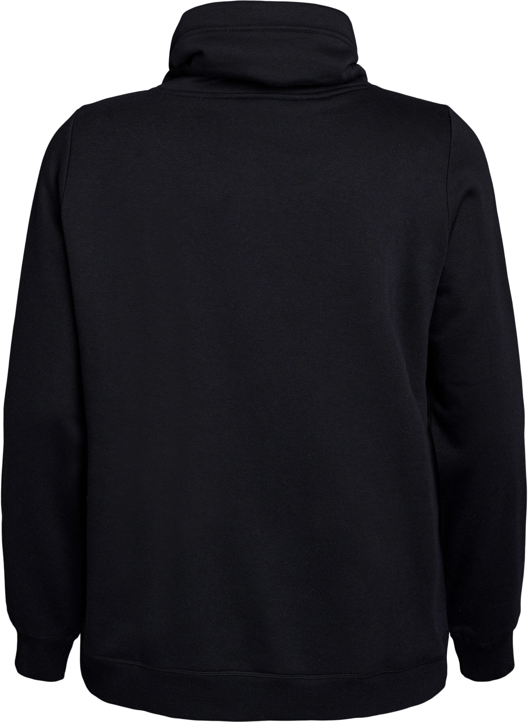 Zizzifashion Sweatshirt with high collar and pockets, Black, Packshot image number 1