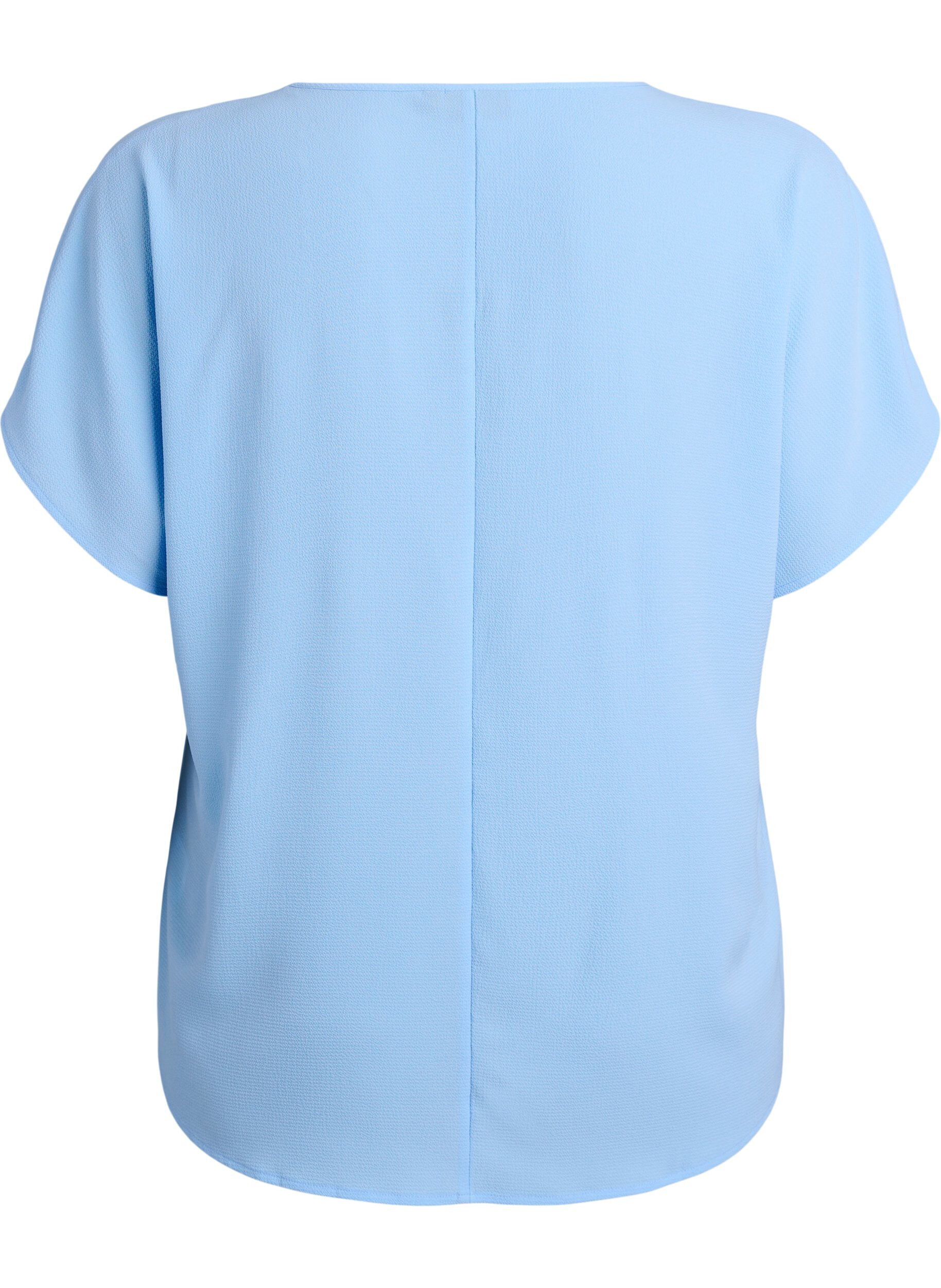 Zizzifashion Blouse with short sleeves and a round neckline, Blue, Packshot image number 1