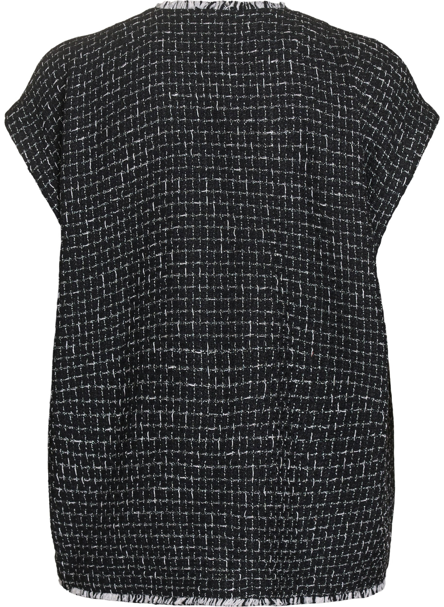 Zizzifashion Checked waistcoat with decorative buttons, Black, Packshot image number 1