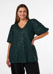 Sequin blouse with balloon sleeves, Green, Model image number 0