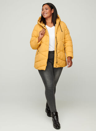 Wind proof hooded jacket with pockets, Spruce Yellow, Model image number 2