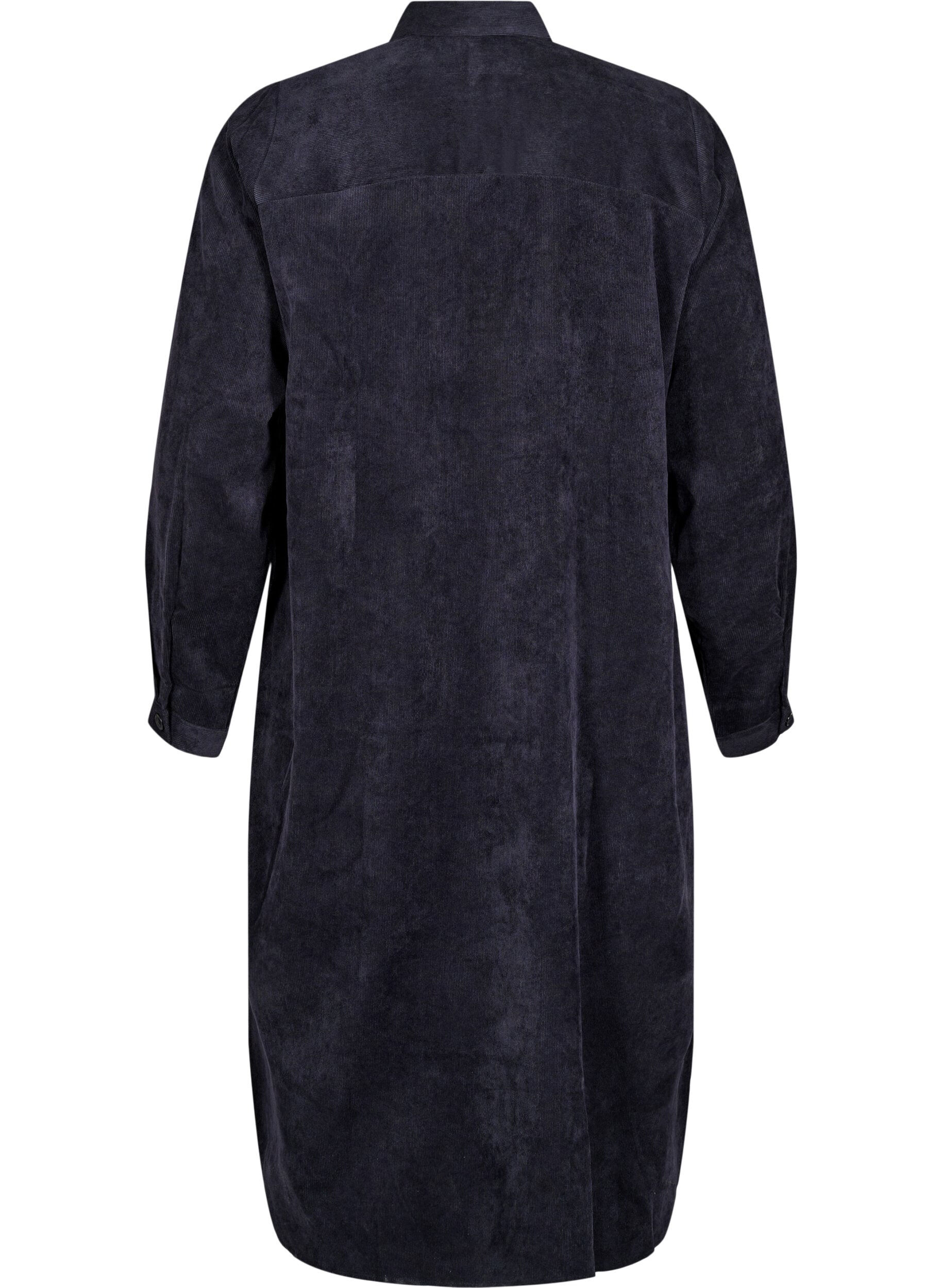 Zizzifashion Long corduroy shirt dress with buttons, Black, Packshot image number 1