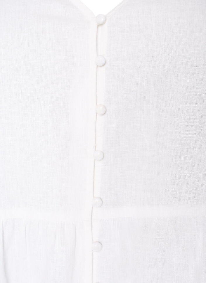 Blouse in linen and viscose with a V-neck and button fastening, White, Packshot image number 2
