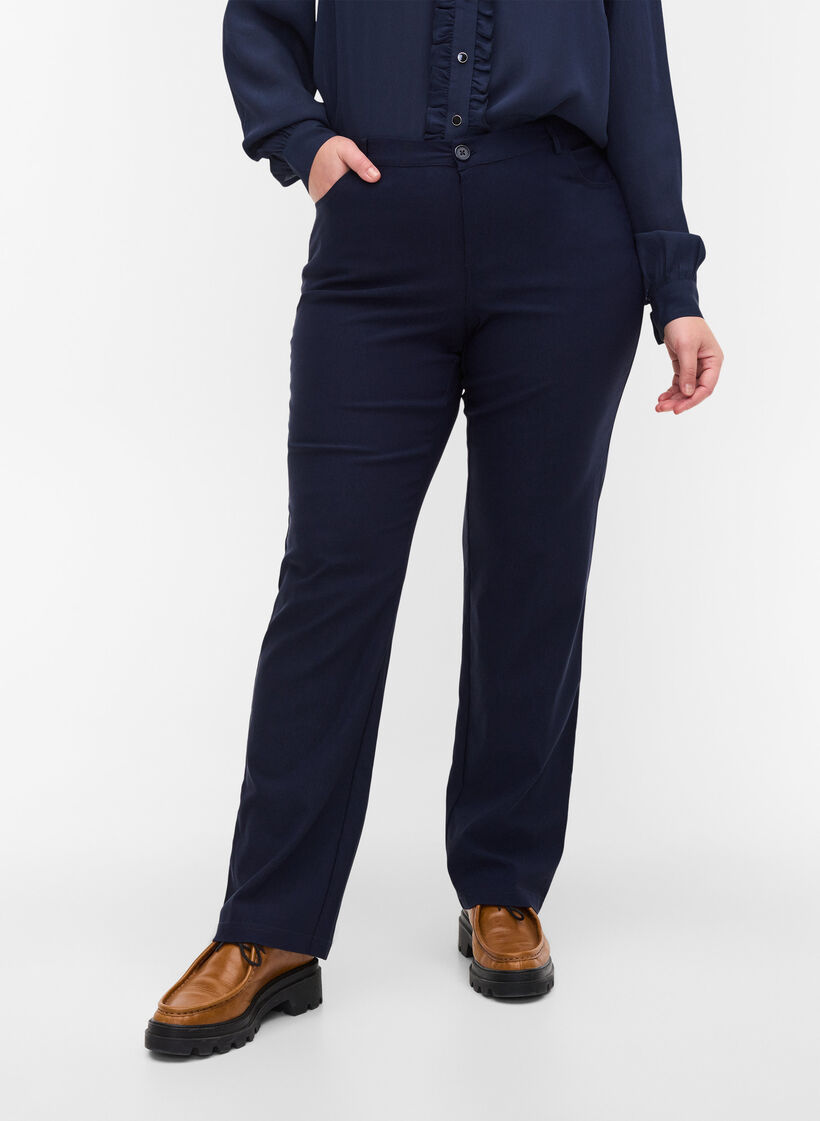 Classic pants in a viscose mix, Blue, Model image number 3