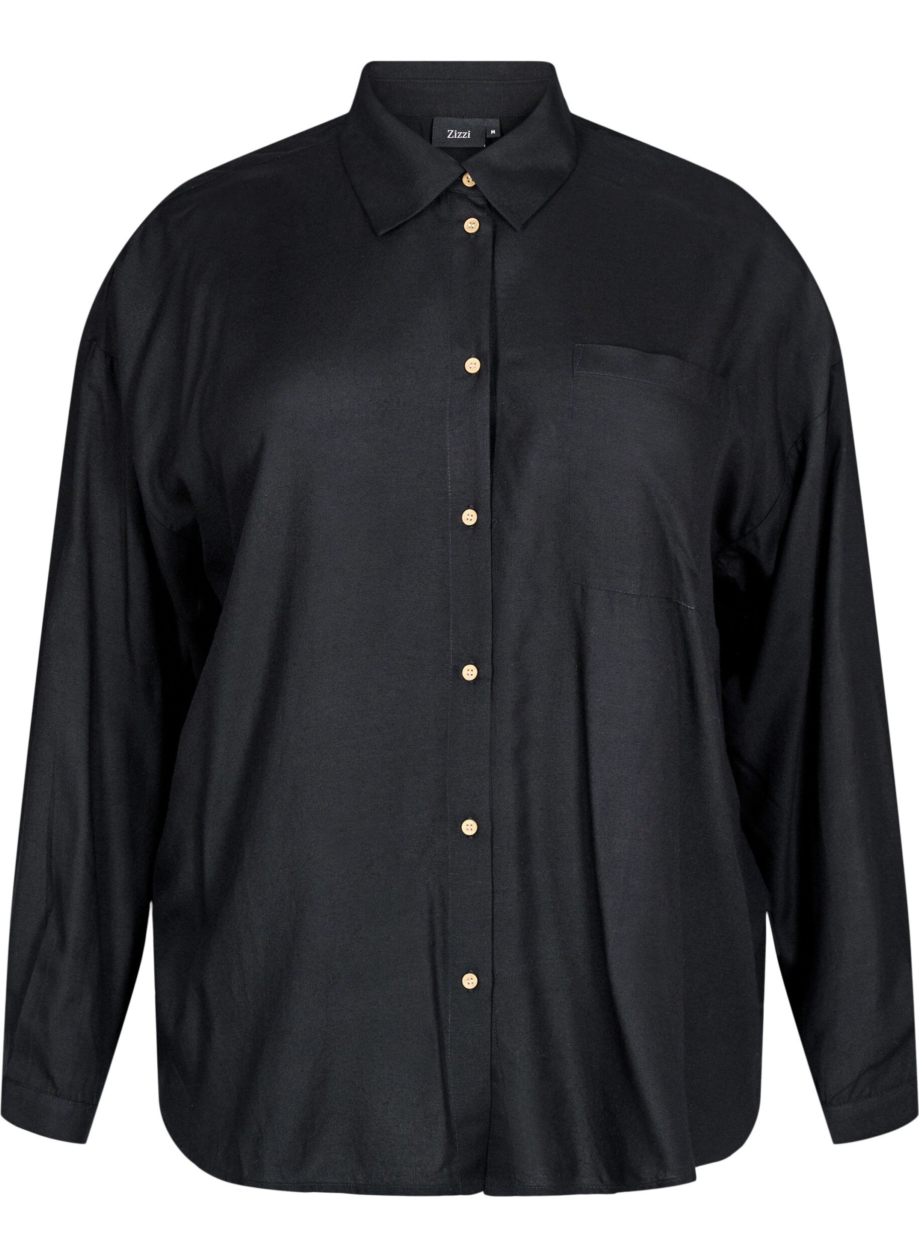 Long-sleeved linen and viscose shirt