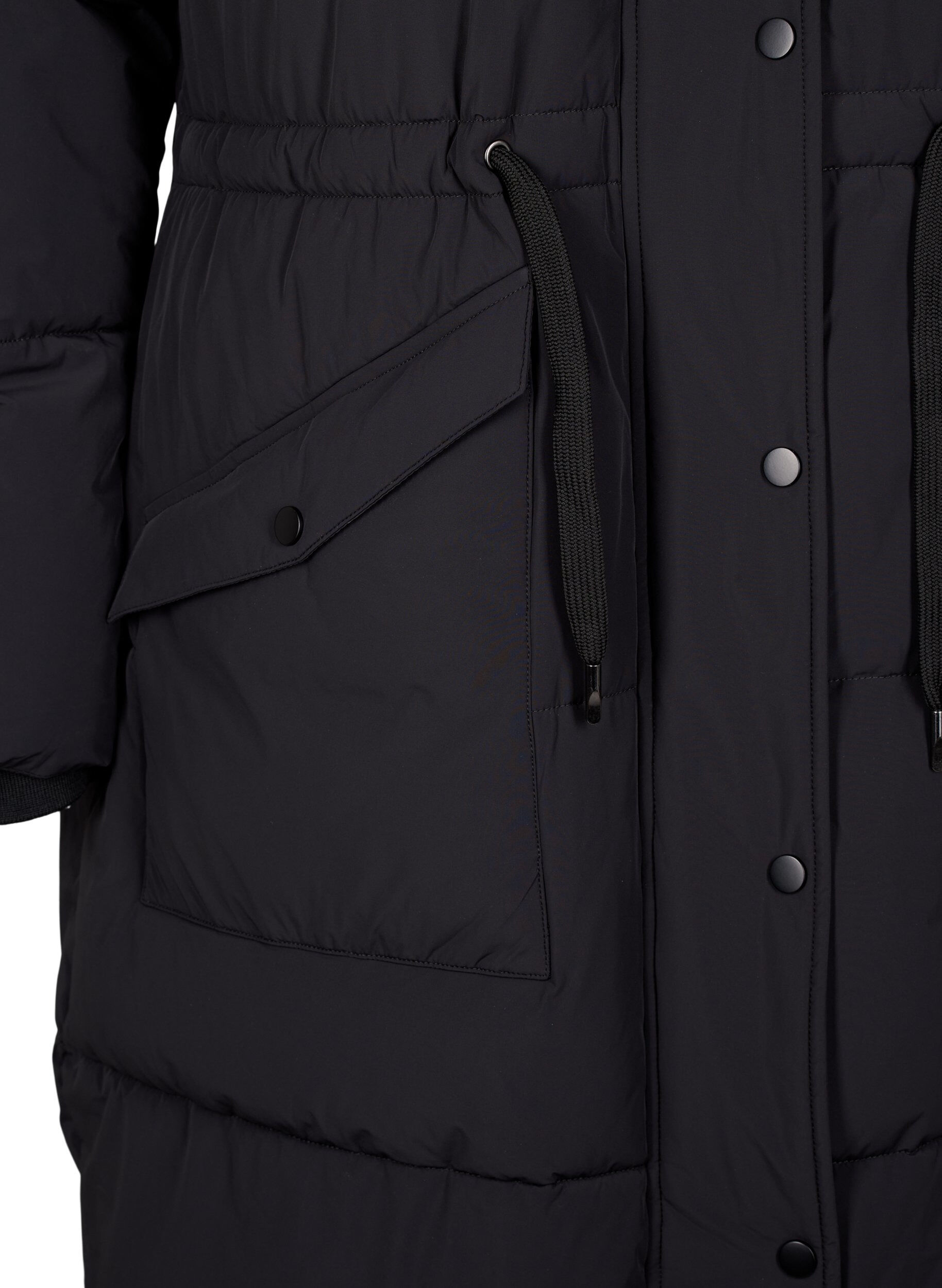 Zizzifashion Puffer coat with adjustable waist, Black, Packshot image number 3