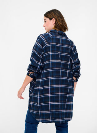 Loose-fitting tunic with checkered pattern, Black Check Comb, Model image number 1