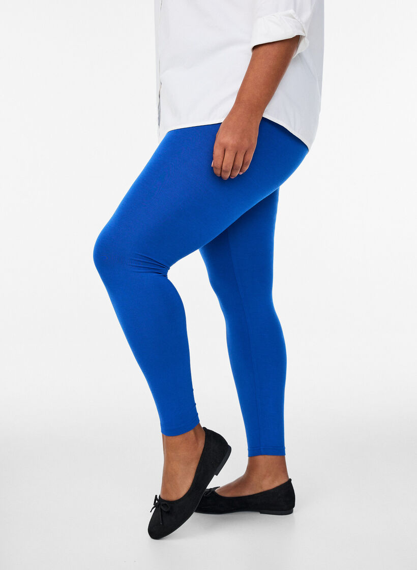 Basic viscose leggings, Blue, Model image number 0