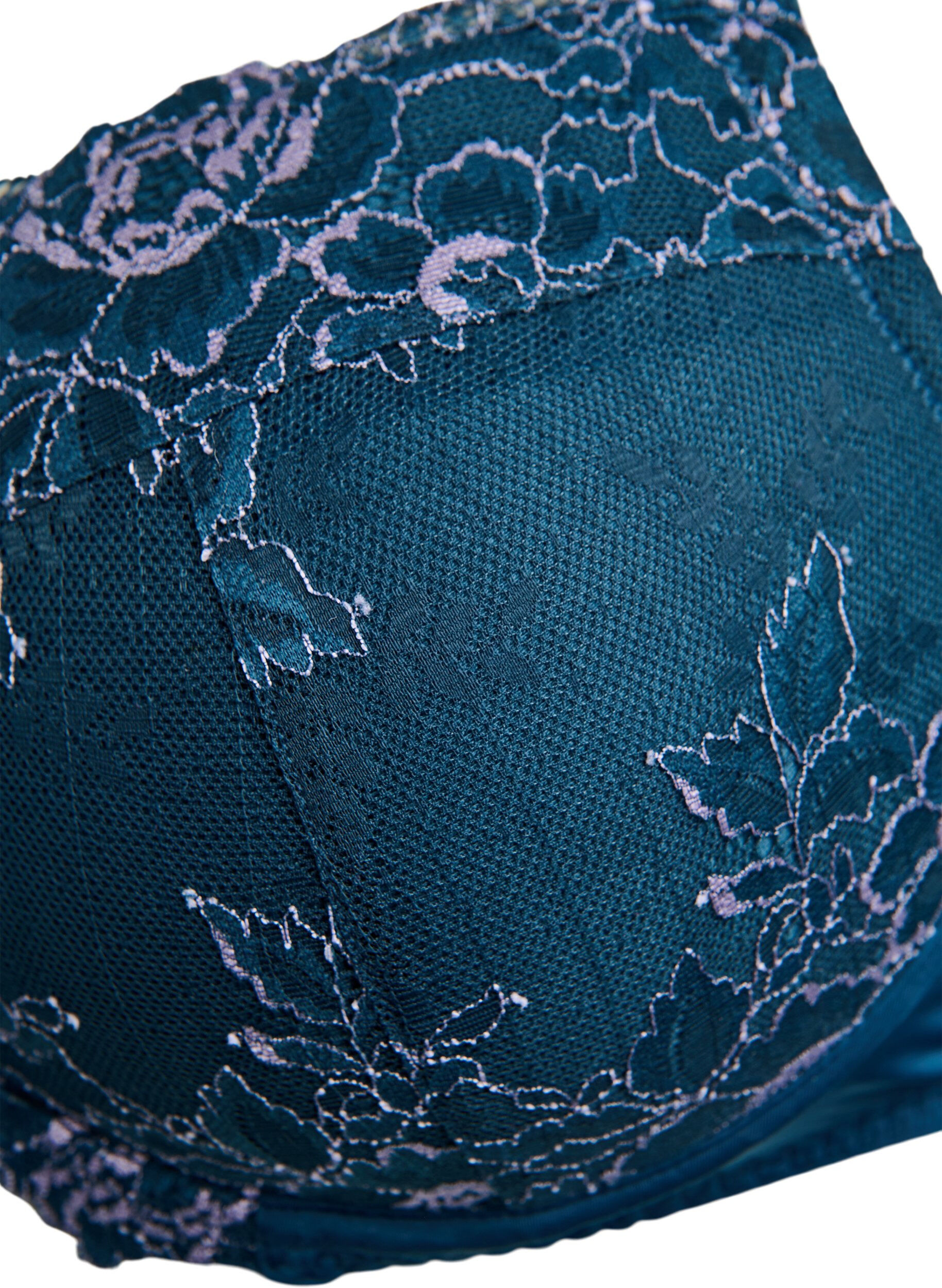 Zizzifashion Underwire bra with lace and padded cups, Blue, Packshot image number 2