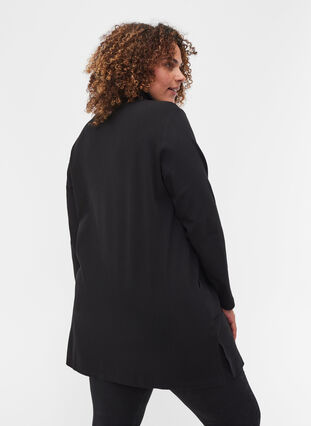 Cotton tunic with zip and pockets, Black, Model image number 1