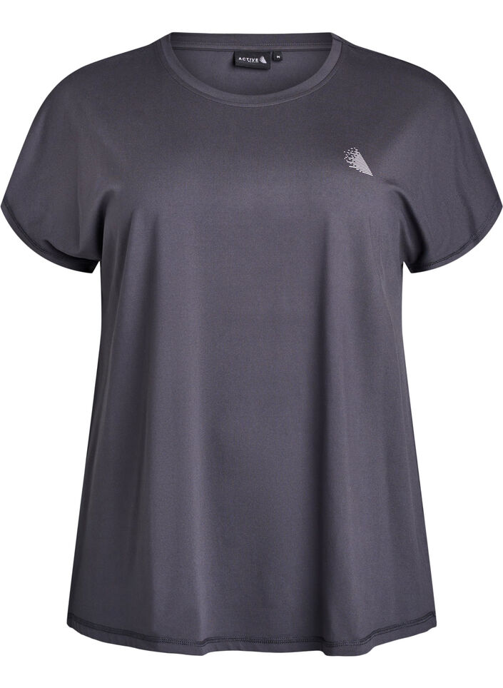 Solid-coloured training T-shirt, Dark Grey, Packshot image number 0