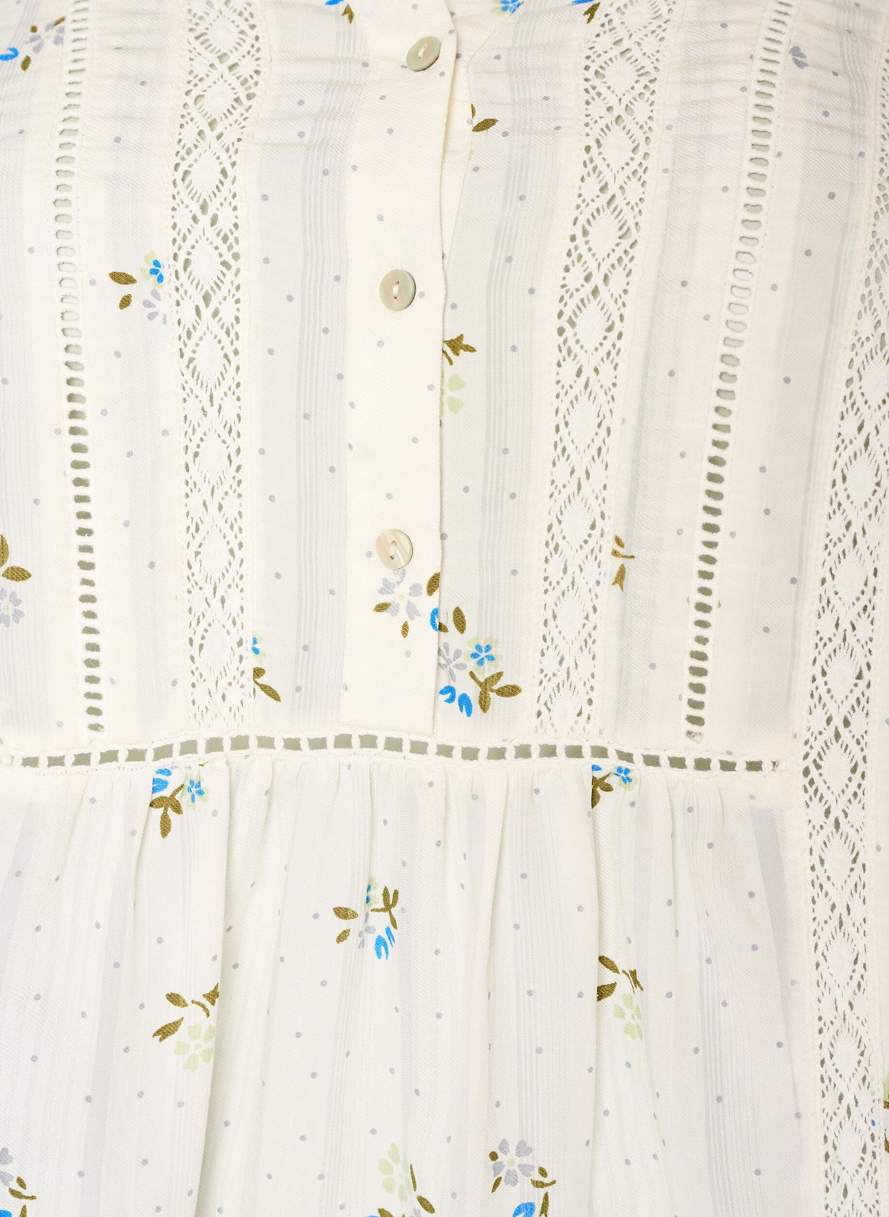 Zizzifashion Short viscose dress with lace trim and A-line cut, Vanilla, Packshot image number 2