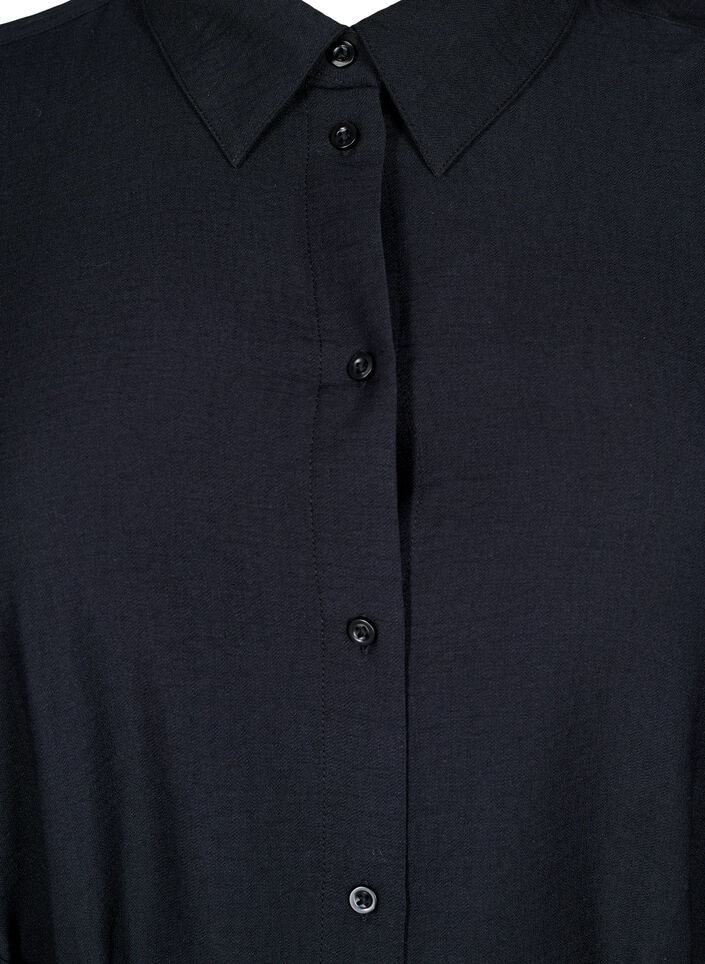 Shirt dress with tie belt and long sleeves, Black, Packshot image number 2