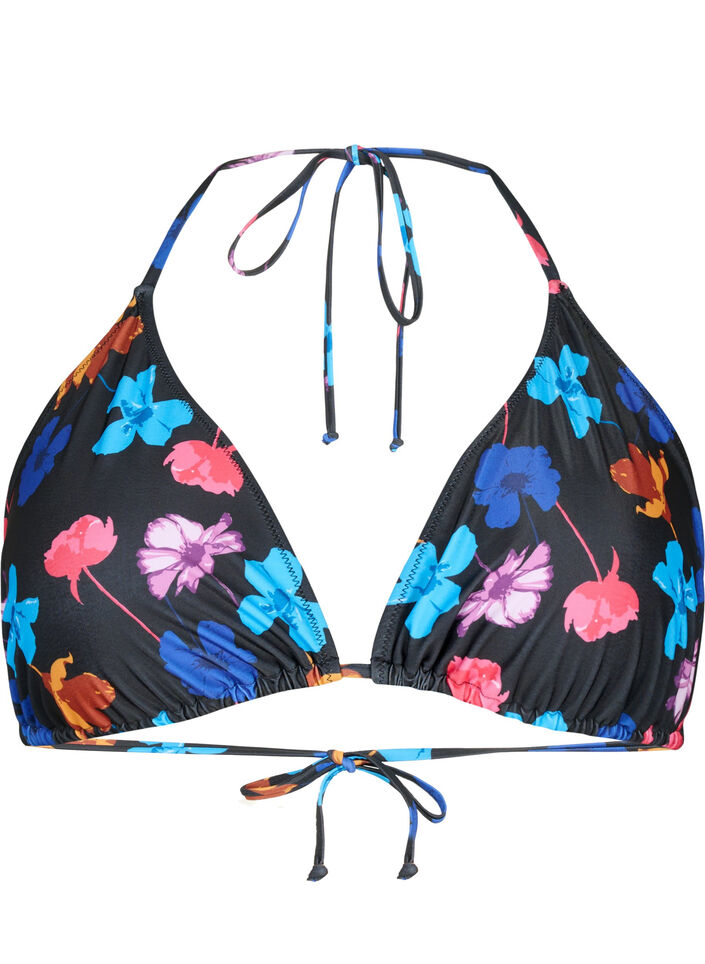 Triangle bikini bra with print, Black, Packshot image number 0