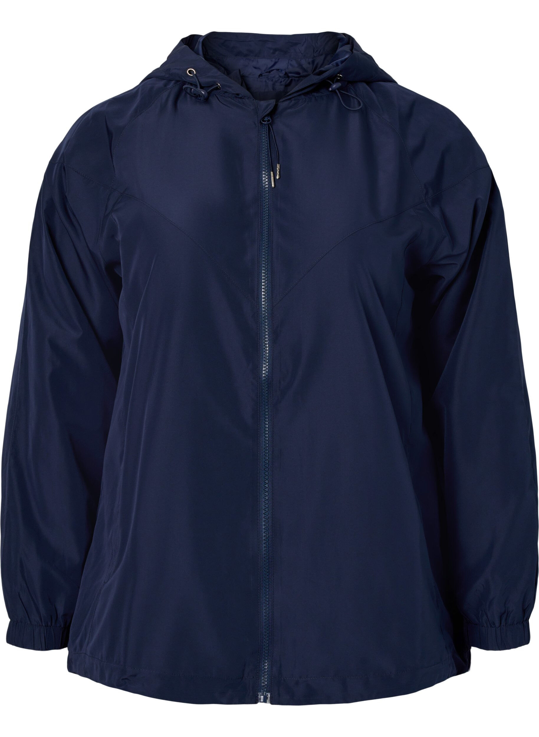 Zizzifashion Short jacket with hood and adjustable bottom, Navy Blazer, Packshot image number 0