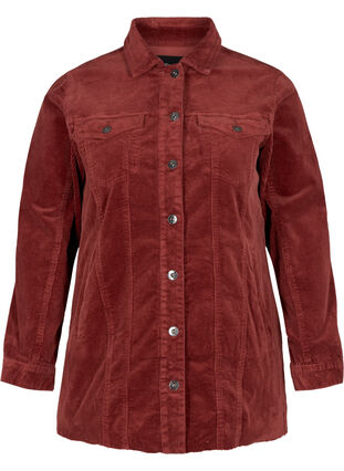 Velvet shirt jacket with pockets, Burnt Henna, Packshot image number 0