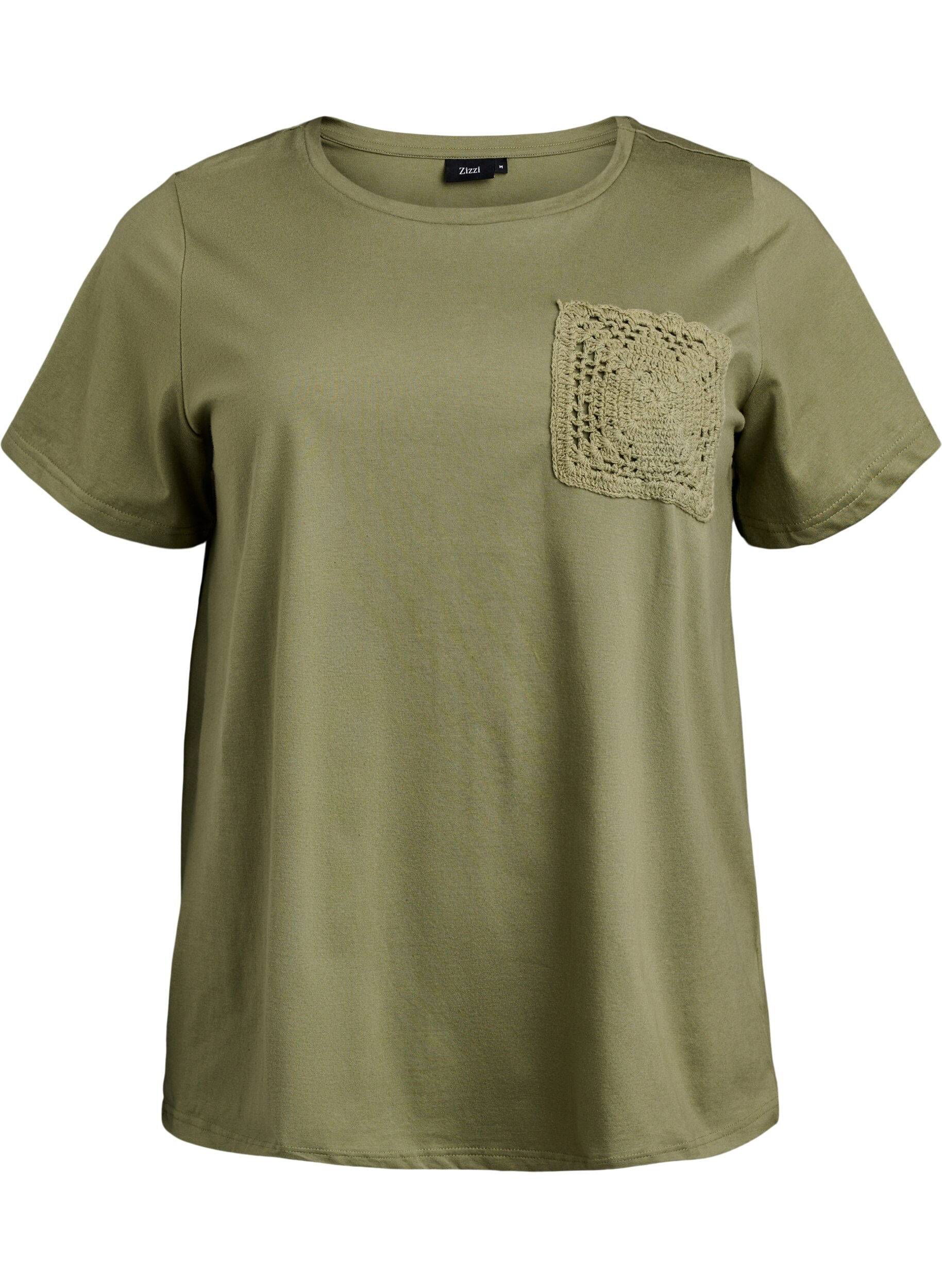 Zizzifashion T-shirt in organic cotton with chest pocket, Green, Packshot image number 0
