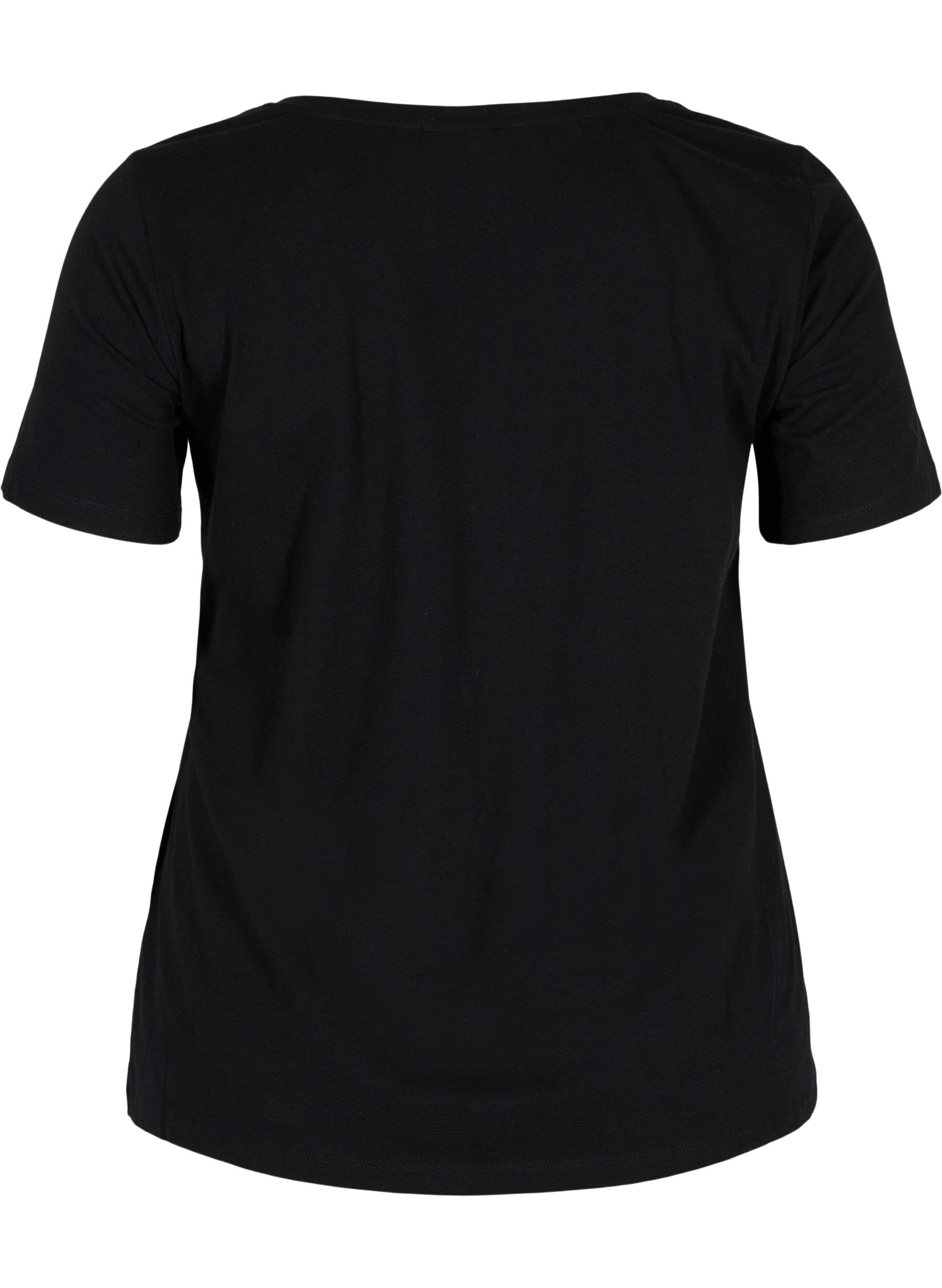 Zizzifashion Basic t-shirt with v-neck, Black, Packshot image number 1