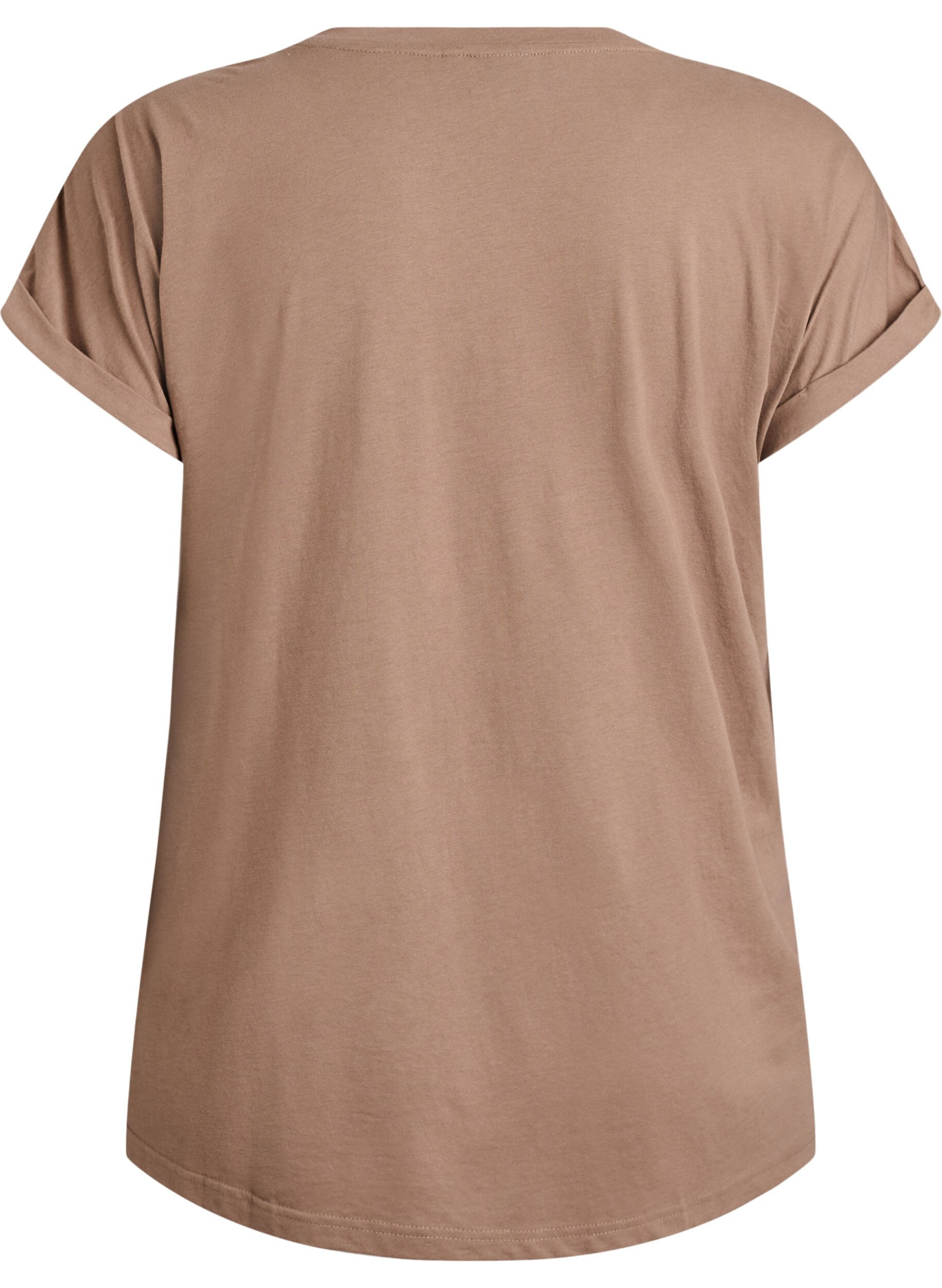 Zizzifashion Short sleeved cotton blend t-shirt, Brown, Packshot image number 1