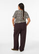 Trousers with high waist and elastic waistband at back, Brown, Model image number 1