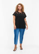 Short-sleeved cotton t-shirt with lace, Black, Model image number 2