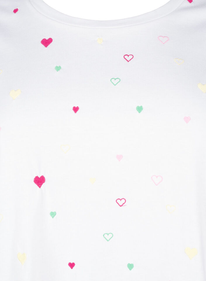 Organic cotton T-shirt with hearts, White Heart Emb., Packshot image number 2
