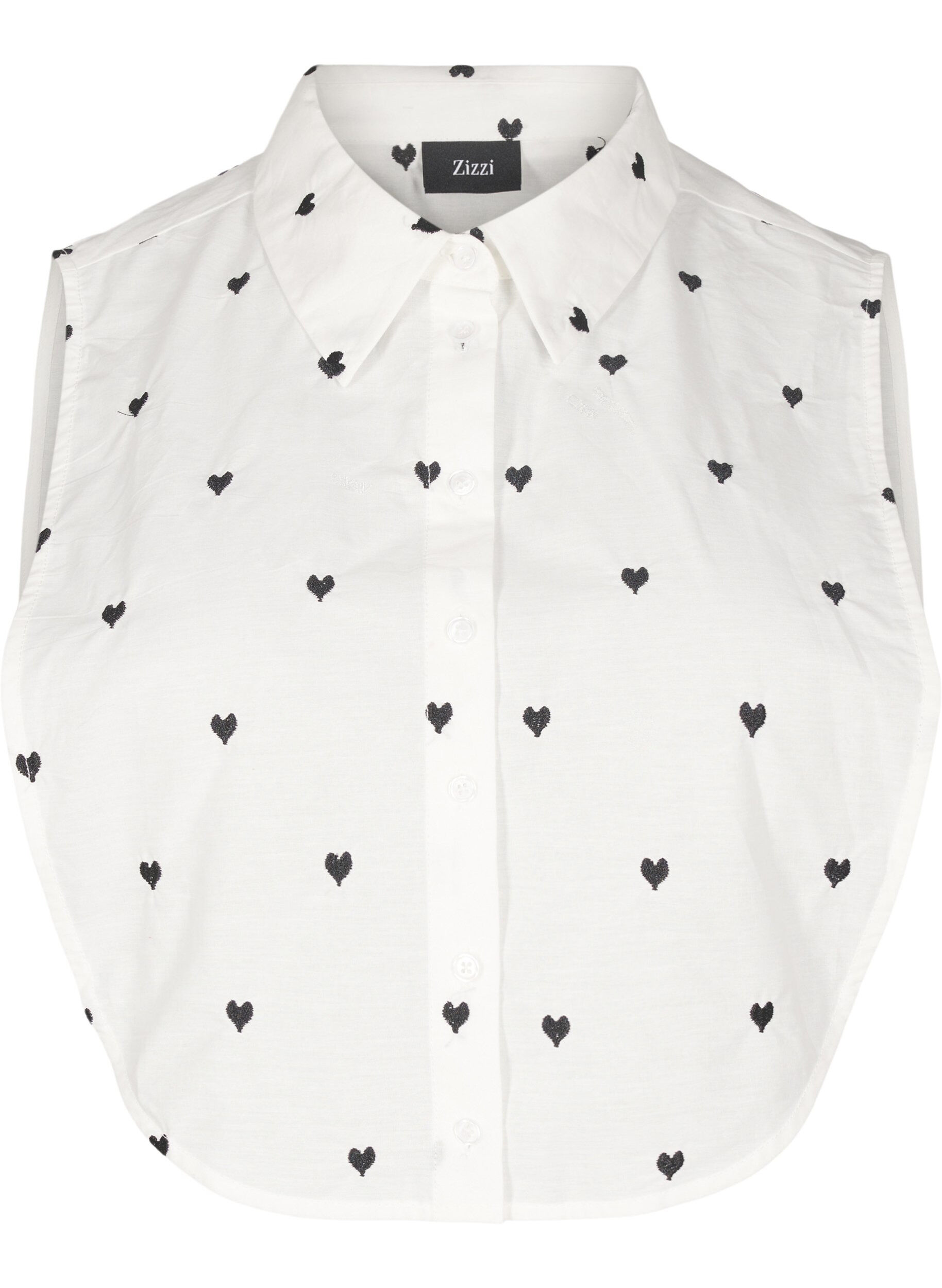 Zizzifashion Loose collar with embroidered hearts, White, Packshot image number 0