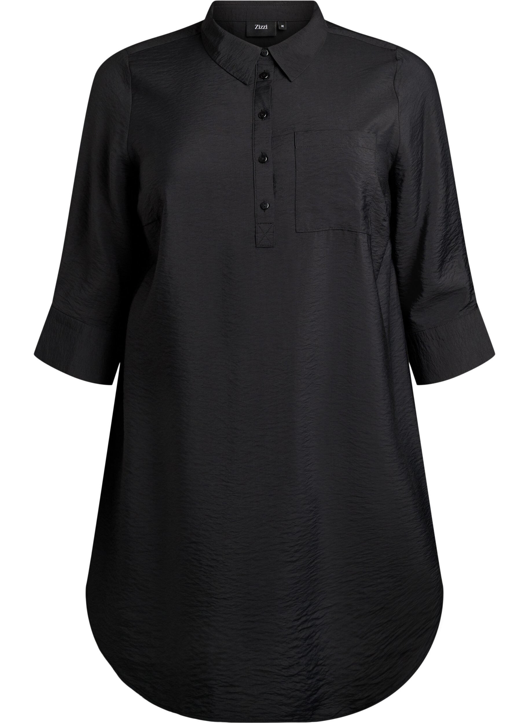 Short dress with collar and chest pocket