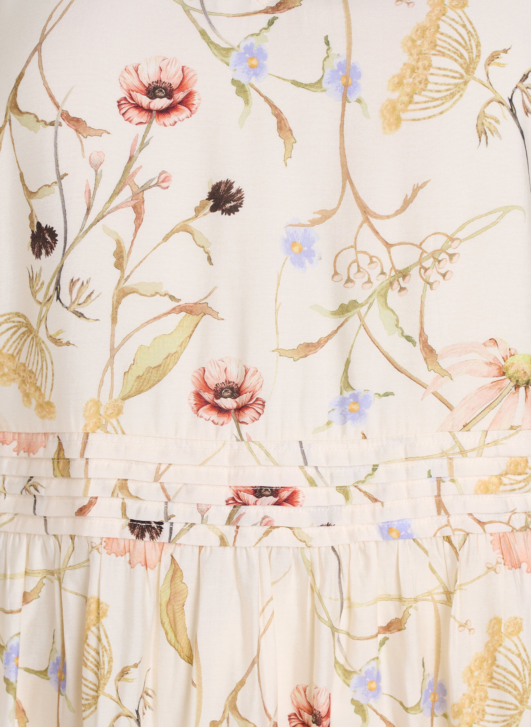 Zizzifashion Floral midi dress with an A-line shape, Beige, Packshot image number 2